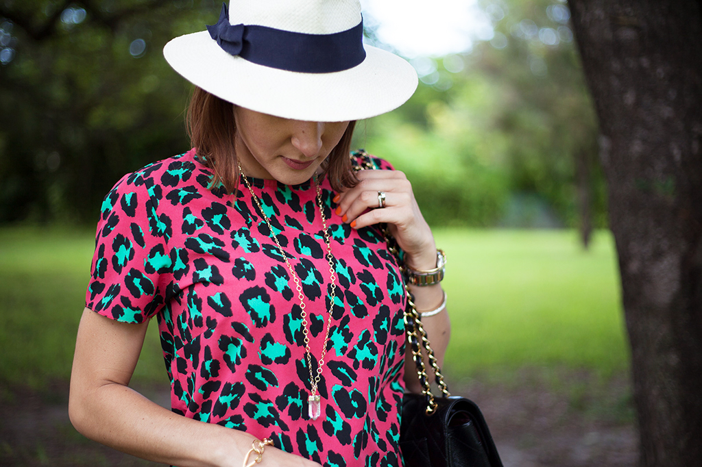 10-12-15 Blame it on Mei Fall 2015 SheIn loapard dress JCrew panama hat Fashion Blog Blogger Henri Bendel ring Tiffany T bracelet JewelMint necklace Chanel Classic Flap Zara sandals