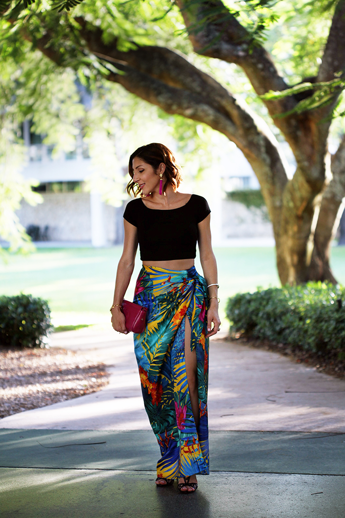 Tropical Flare Silk Skirt Crop Top Blame it on Mei Miami