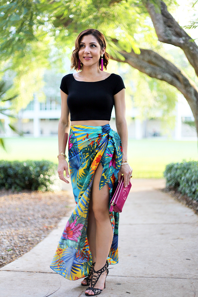 Tropical Flare: Silk Skirt + Crop Top - Blame it on Mei | Miami Mom ...