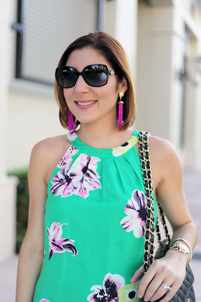 Blame it on Mei Miami Fashion Blogger Fall 2015 Baublebar drop tassel Jcrew dress Henri Bendel Tiffany bracelet Cartier Ballon Bleu Bvulgari sunglasses