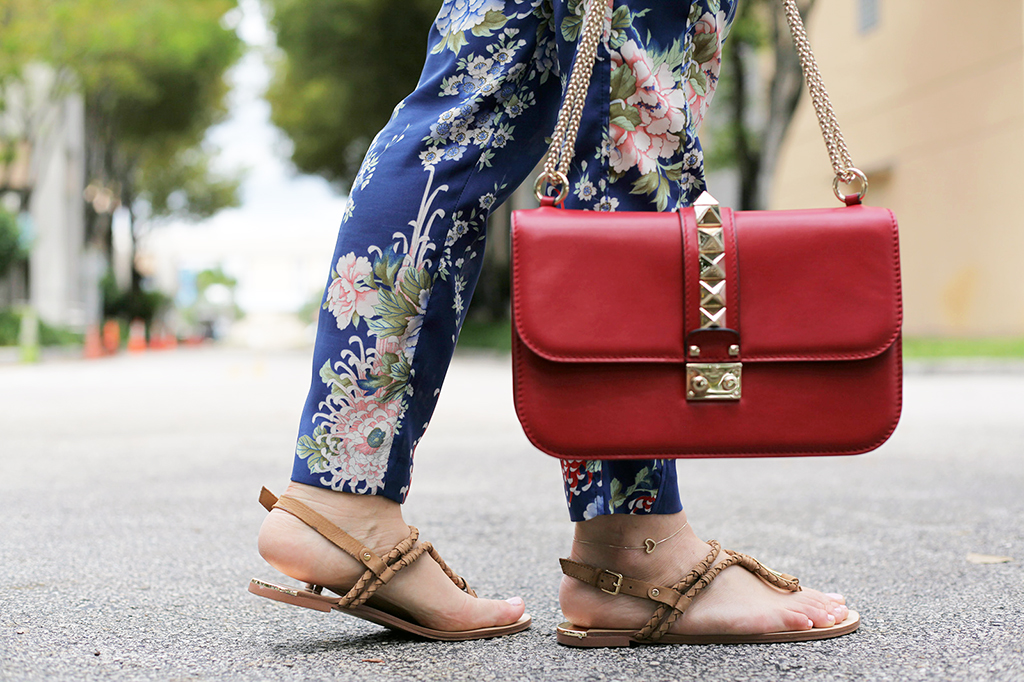 Blame it on Mei Miami Fashion Blogger Fall 2015 Bvlgari sunglasses Zara Floral Pants Henri Bendel Necklace Ring Tiffany Bracelet Valentino Rockstud Handbag Dolce Vita Sandals.jpg