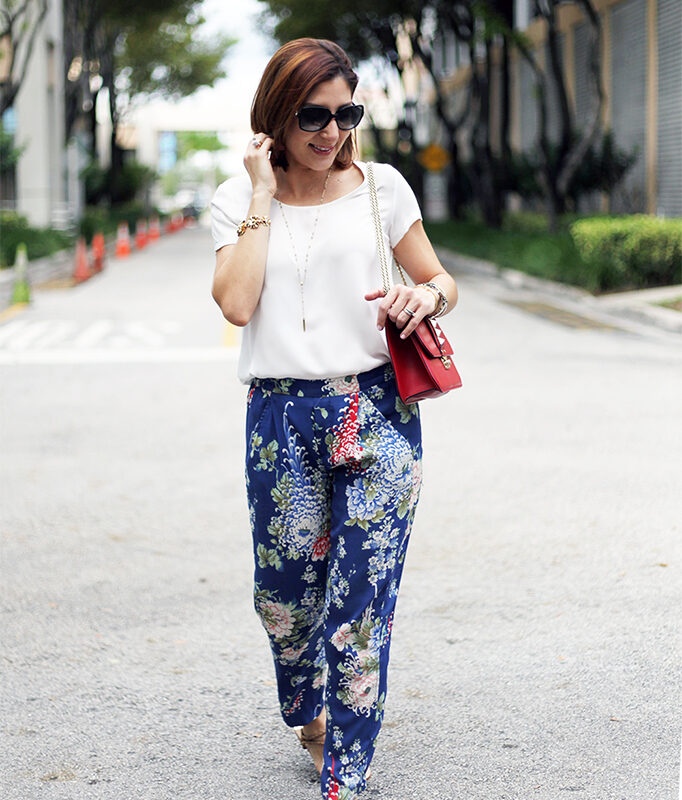 Blame it on Mei Miami Fashion Blogger Fall 2015 Bvlgari sunglasses Zara Floral Pants Henri Bendel Necklace Ring Tiffany Bracelet Valentino Rockstud Handbag Dolce Vita Sandals.jpg
