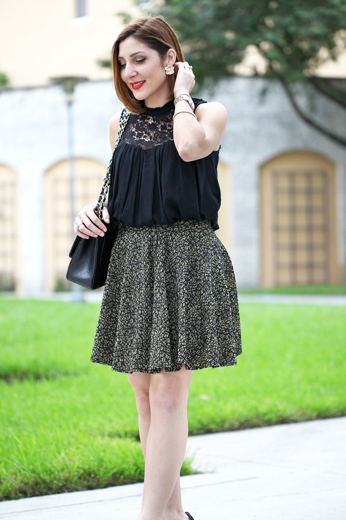 NYE Outfit: Flared Skirt + Lace Blouse - Blame it on Mei | Miami ...