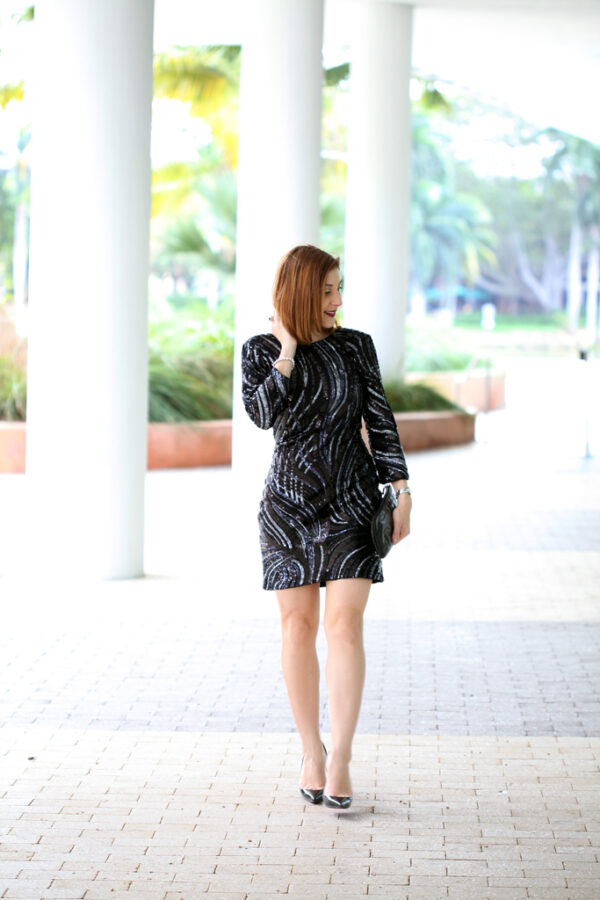 Blame-it-on-Mei-Miami-Fashion-Blogger-Holiday-NYE-Look-2015-Baublebar-Drop-Earrings-Black-Sequin-Long-Sleeve-Dress-Louboutin-Iriza-Pumps
