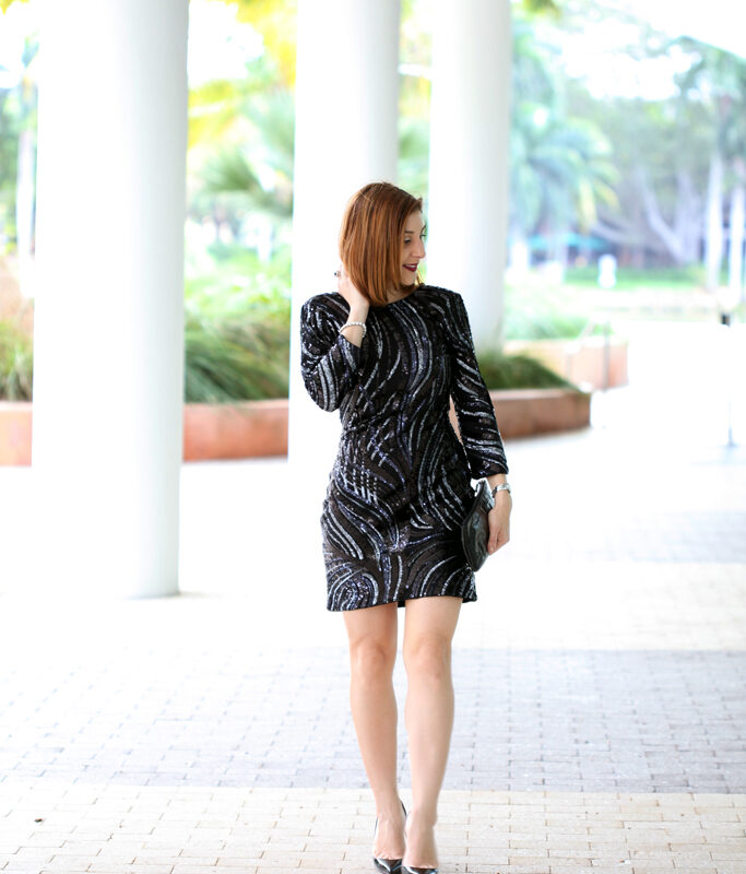 Blame-it-on-Mei-Miami-Fashion-Blogger-Holiday-NYE-Look-2015-Baublebar-Drop-Earrings-Black-Sequin-Long-Sleeve-Dress-Louboutin-Iriza-Pumps