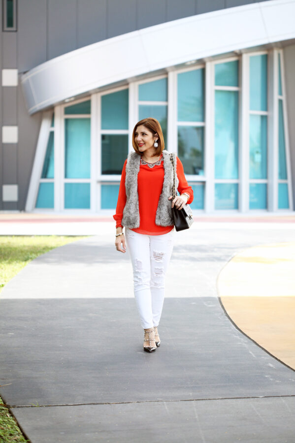 Blame-it-on-Mei-Miami-Fashion-Blogger-2016-Faux-Fur-Vest-Embellised-Blouse-White-Ripped-Denim-Baublebar-Ascher-Drops-Montblanc-Timewalker-Chanel-Classic-Valentino-Rockstud-Sandal