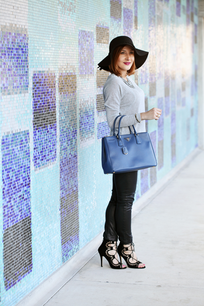 3-2-16-Blame-it-on-Mei-Miami-Fashion-Blogger-2016-Winter-Gray-Grey-Sweater-Mirina-Max-Statement-Necklace-Prada-Saffiano-Lux-Tote-Handbag-Lace-Up-Sandals-Coated-Jeans-Floppy-Hat
