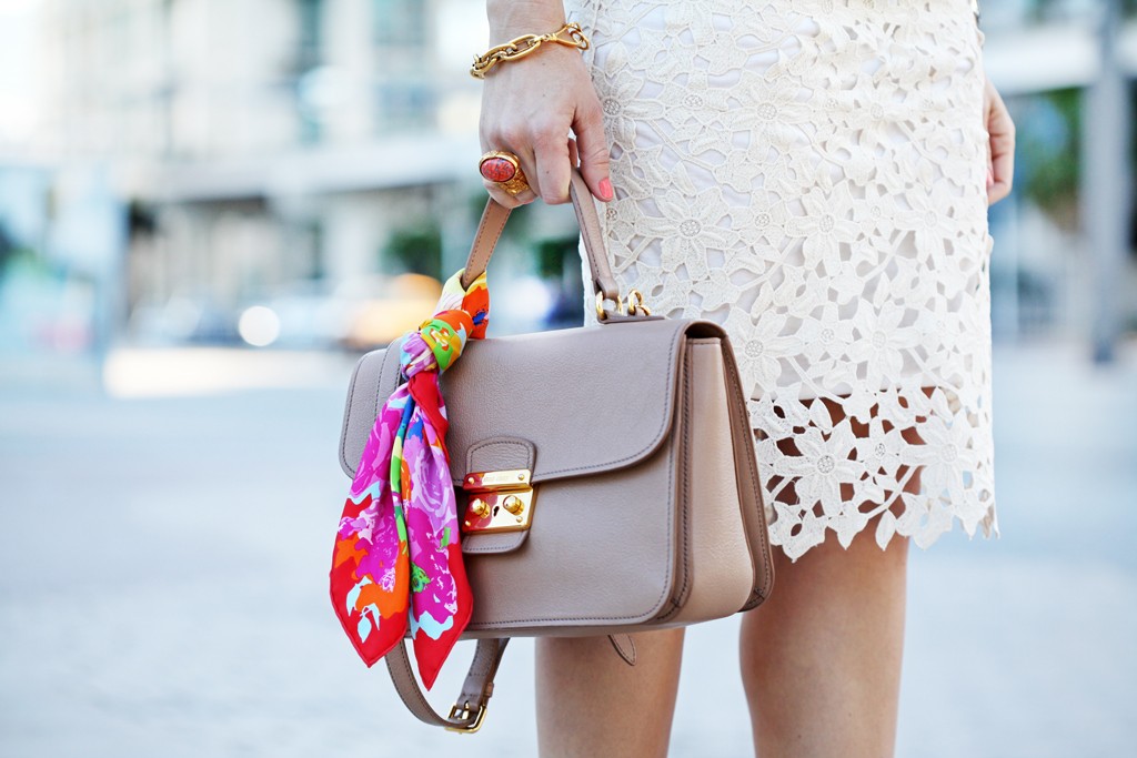 Blame-it-on-Mei-Miami-Fashion-Blogger-2016-Spring-Outfit-Chambray-Top-Lace-Pencil-Skirt-Miu-Miu-Handbag-Louboutin-Nude-Heels-Cateye-Sunglasses-YSL-Arty-Ring