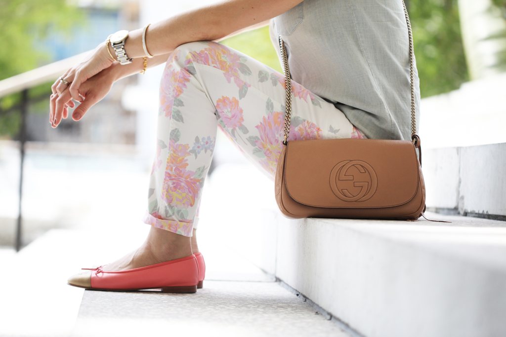 Blame-it-on-Mei-Miami-Fashion-Blogger-2016-Spring-Outfit-Idea-Look-Inspiration-Pastel-Floral-Print-Chambray-Top-Gucci-Soho-Crossbody-Chanel-CC-Flats-Baublebar-Ellis-Earings