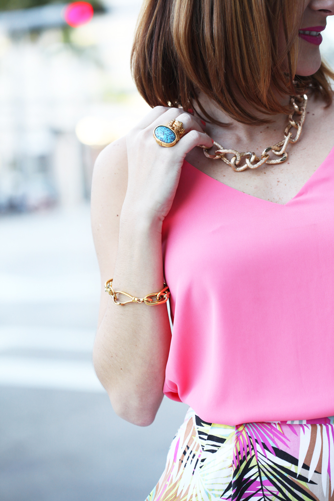 April Showers Bring Tulip Flowers: Palm-Tree Skirt + Metallic Clutch -  Blame it on Mei