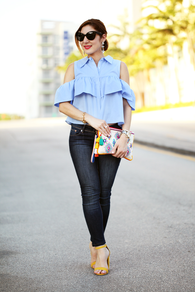 Givin' The Ruffled Shoulder: Cold-Shoulder Top + Jeans - Blame it on ...