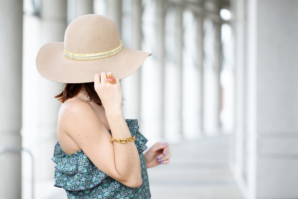 Blame-it-on-Mei-Miami-Fashion-Blogger-2016-Spring-Outfit-Look-Floral-Jumpsuit-Blue-Prada-Floppy-Hat-Stecy-Sandals-Rolex-Tiffany-T-Wire-Bracelet-Gucci-Handkerchief