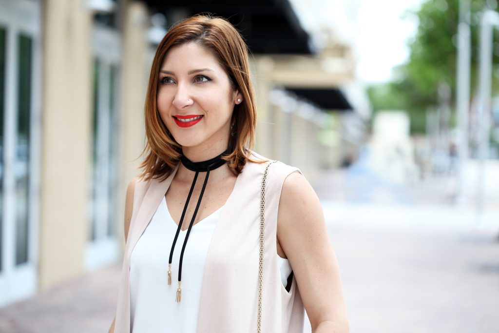 Blame-it-on-Mei-Miami-Fashion-Blogger-2016-Spring-Look-Summer-Casual-Outfit-Dark-Denim-Louboutin-Blush-Pupms-Long-Vest-with-Baublebar-Chocker-Valentino-Rockstud-Crossbody