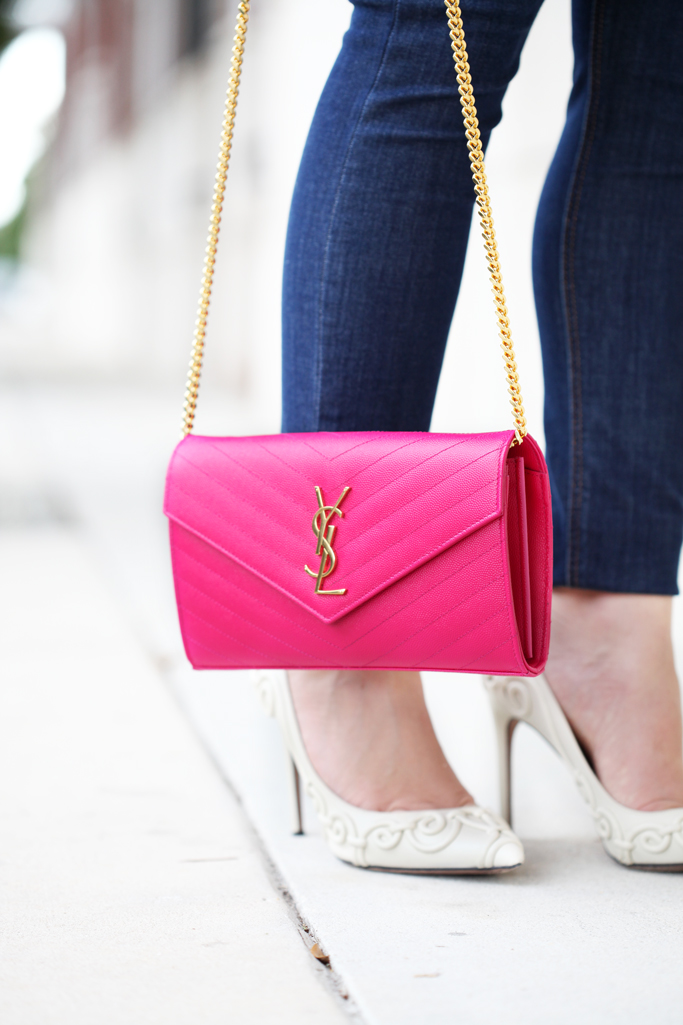 neon pink ysl bolsa