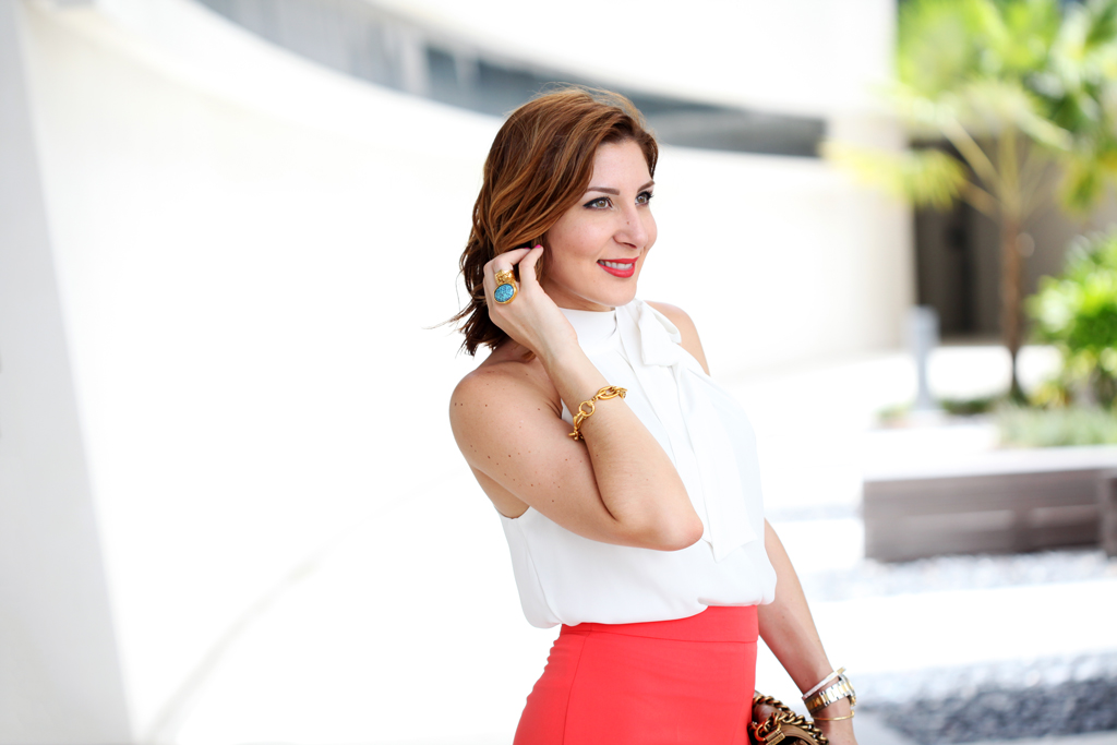 Blame-it-on-Mei-Miami-Fashion-Blogger-2016-Summer-Outfit-Orange-Culottes-Bow-Top-Chanel-Boy-Leopard-Heels-Soft-Waves-Short-Hair