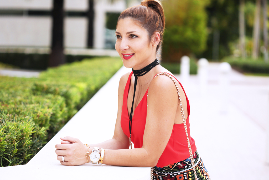 Blame-it-on-Mei-Miami-Fashion-Blogger-Swim-Week-2016-Summer-Look-Embroidered-Floral-Mini-Skirt-Choker-Valentino-Rockstud-Sandals-Hermes-H-bracelet-Gucci-Soho-Crossbody