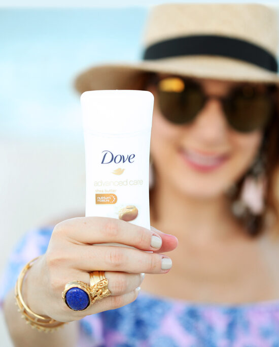Blame-it-on-Mei-Miami-Fashion-Beauty-Blogger-2016-Dove-Dove Advanced Care Antiperspirant Deoderant-Beach-Look-Swimsuit-Outfit-Off-The-Shoulder-Bikini-Bathing-Suit-Pom-Beach-Bag-Tassel-Earrings