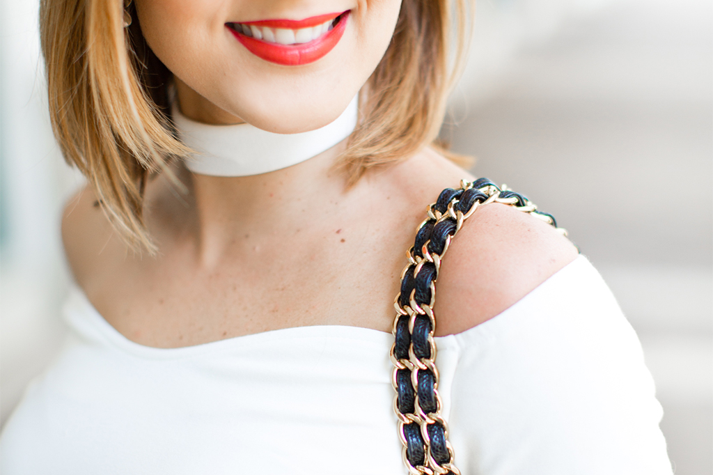 Blame-it-on-Mei-Miami-Fashion-Blogger-2016-Off-the-shoulder-top-with-choker-Denim-Blue-Jeans-Leopard-Valentino-Rockstud-Sandals-Chanel-Classic-Double-Flap