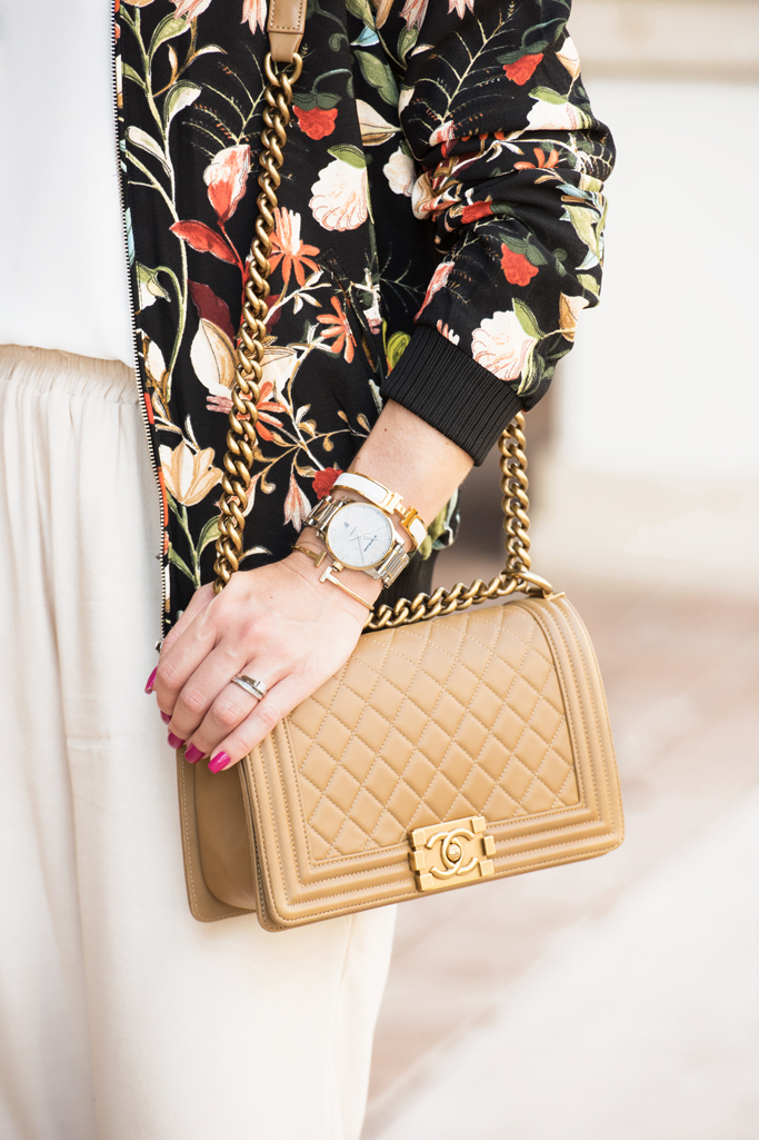 Blame-it-on-Mei-Miami-Fashion-Blogger-2016-Floral-Bomber-Jacket-Fancy-Joggers-Metallic-Valentino-City-Sandals-Ditto-Sunglasses-Chanel-Boy-Transition-to-Fall-Look-Comfy-Casual-Outfit-Caseapp-Iphone-Case