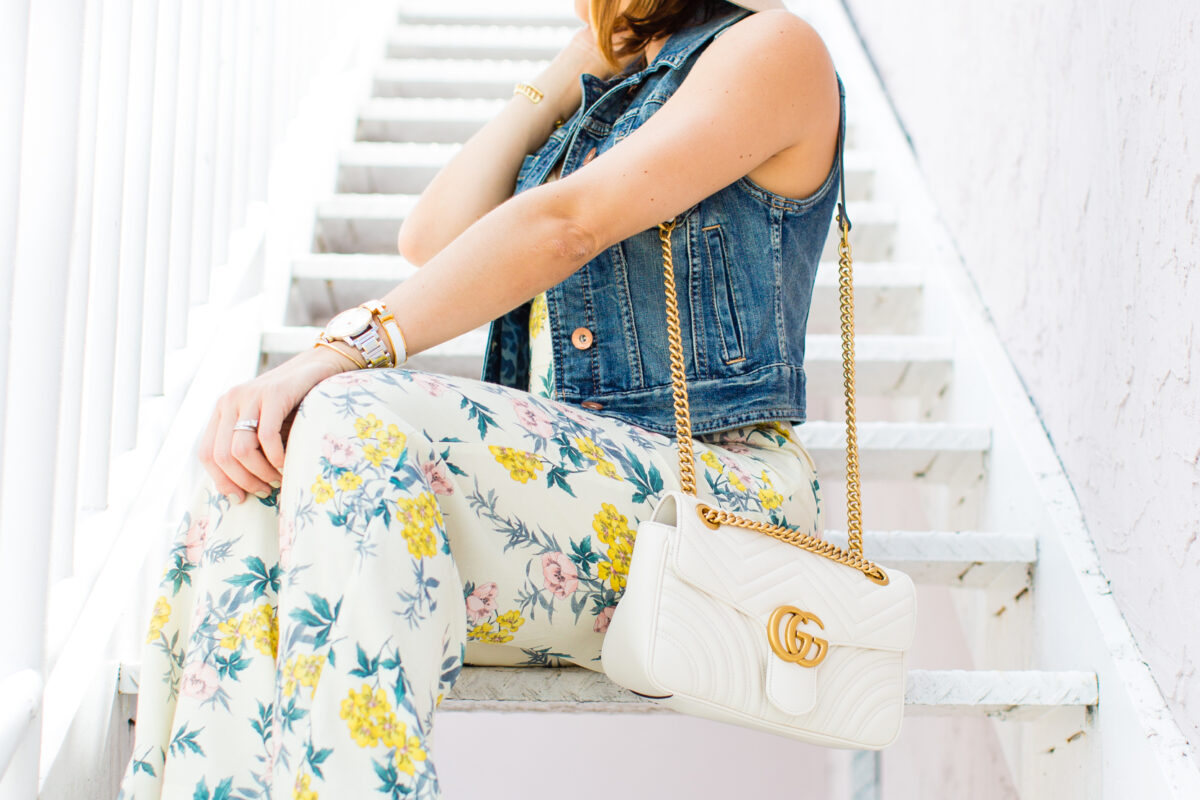 Blame-it-on-Mei-Miami-Fashion-Blogger-2016-Floral-Jumpsuit-Sleeveless-Denim-Vest-Floppy-Hat-Festival-Inspo-Summer-Look-Casual-Look-Gucci-Soho-Summer-Outft-Casual-Look-Gucci-Marmont-Matelasse