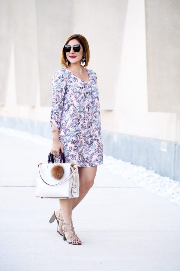 Blame-it-on-Mei-Miami-Fashion-Blogger-2016-Floral-Shift-Dress-Long-Sleeve-Baublebar-Linette-Tassel-Coach-Rogue-MK-Key-Chain-Fur-Valentino-Rockstud-City-Sandal-Transition-to-Fall-Look
