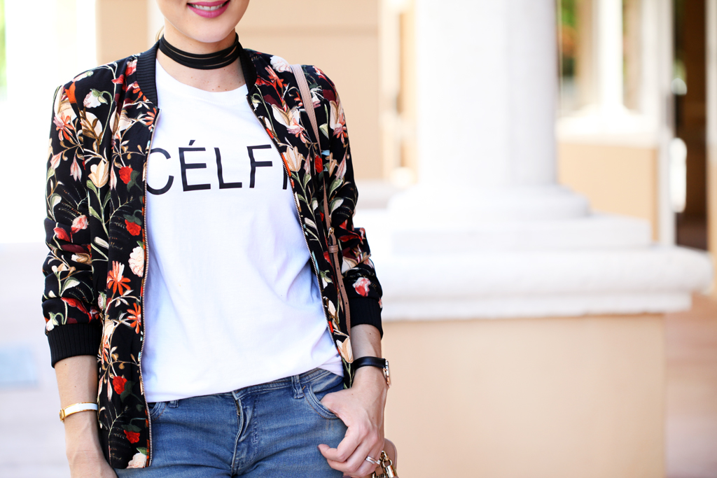 Blame-it-on-Mei-Miami-Fashion-Blogger-2016-Casual-Look-Relaxed-Outfit-Black-Friday-Floral-Bomber-Jacket-How-to-Style-Chanel-Espadrilles-with-Destroyed-Jeans-Graphic-Shirt