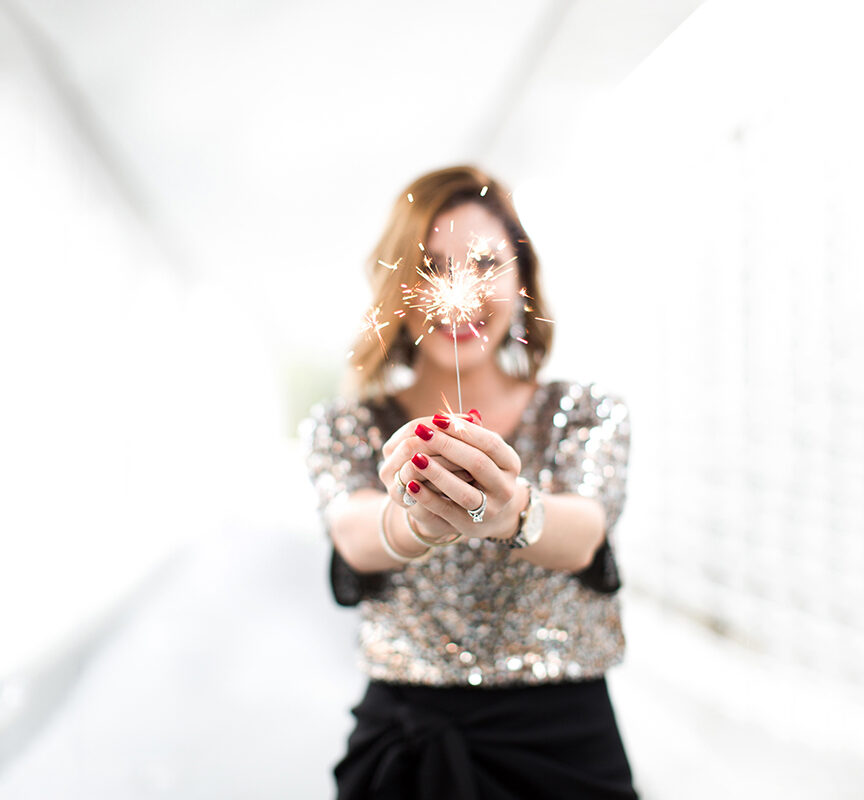 Blame-it-on-Mei-Miami-Fashion-Blogger-2016-Holiday-Outfit-NYE-Look-Sequin-Blouse-Knot-Skirt-Patent-Iriza-Louboutin-YSL-Tassel-Suede-Handbag-Crystal-Drop-Earrings-Curls-on-Short-Hair
