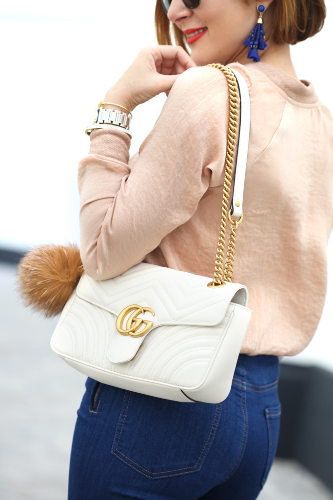 Blame-it-on-Mei-Miami-Fashion-Blogger-2017-Casual-Look-Gold-Metallic-Bomber-Jacket-Gucci-Marmont-Handbag-with-Pom-Pom-Fur-Tassel-Baublebar-Earrings-Short-Hair