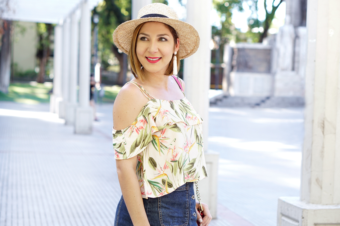 Birds of Paradise in Mendoza: Denim Skirt + Off-The-Shoulder Top ...