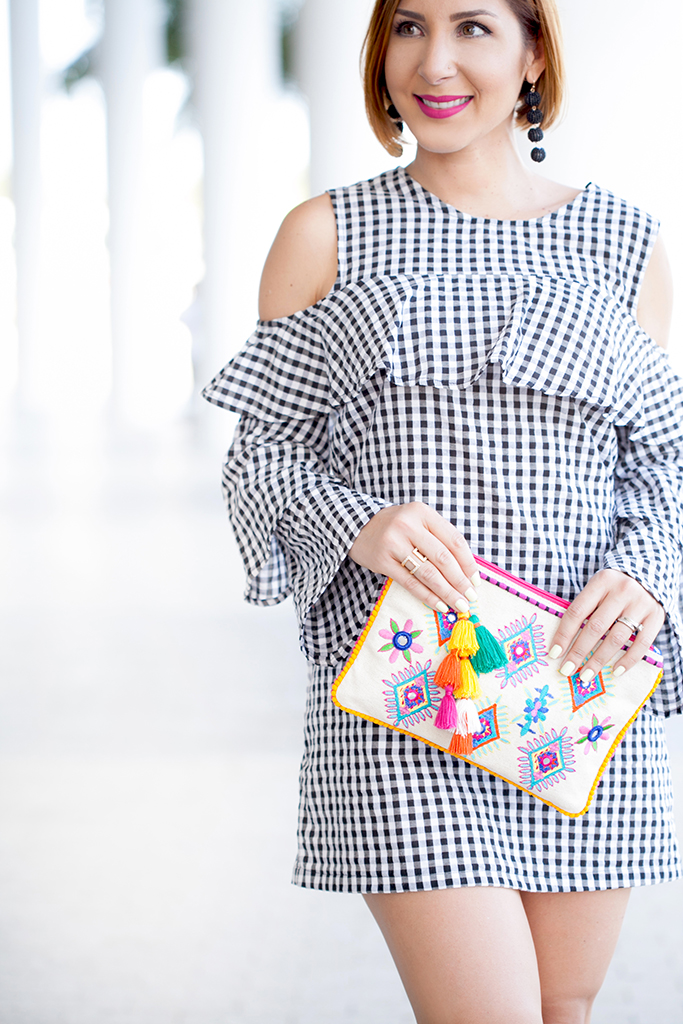 Blame it on Mei, @blameitonmei, Miami Fashion Blogger, 2017, Gingham Dress, Tiered Bell Sleeve