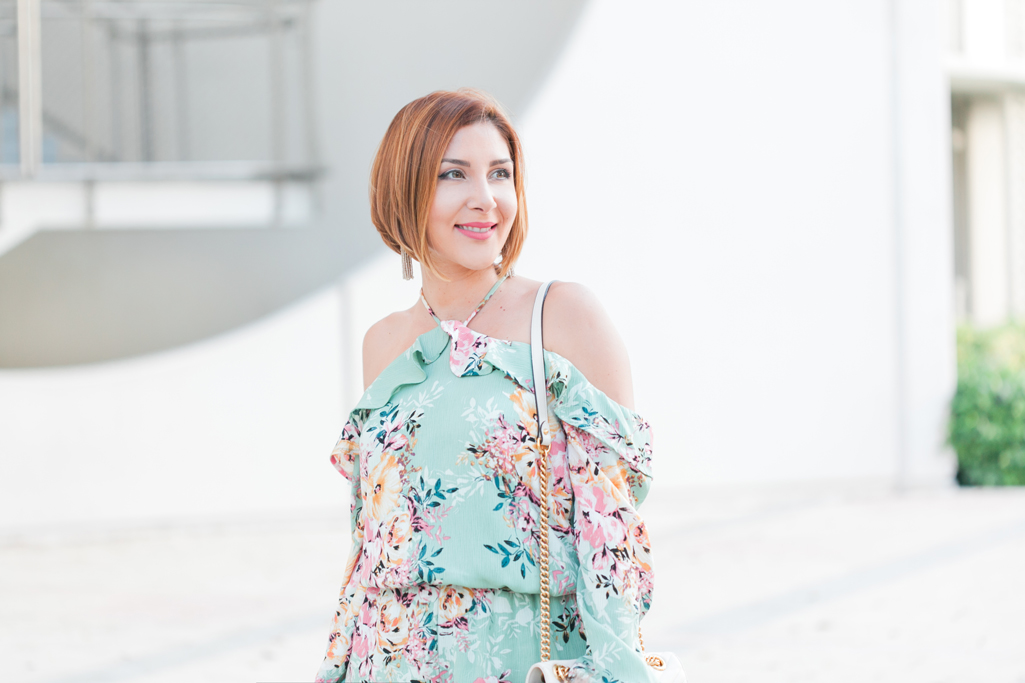 Blame it on Mei, @blameitonmei, Miami Fashion Blogger, 2017, Floral Romper, White Gucci Marmont