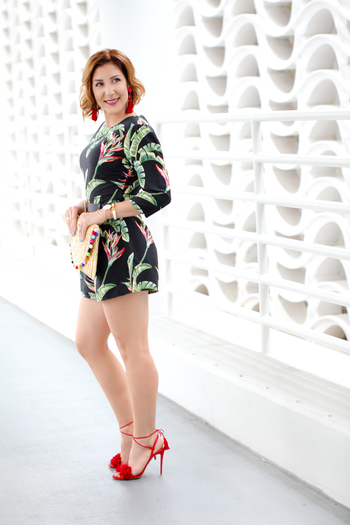 Blame it on Mei, @blameitonmei, Miami Fashion Blogger, Tropical Palm Romper, Summer Outfit