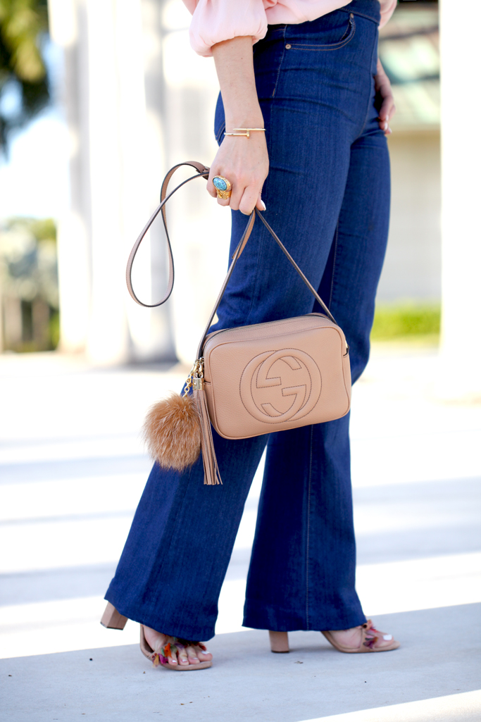Blame it on Mei, @blameitonmei, Miami Fashion Blogger Halter Off The Shoulder Top, Flare Jeans, 70s Summer Look