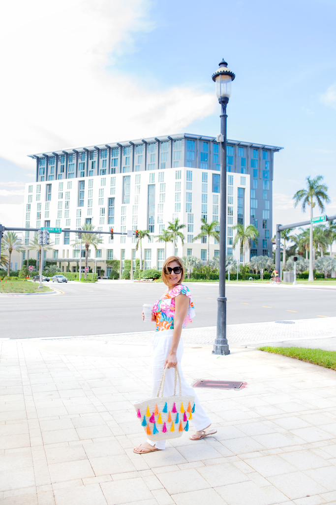 Blame it on Mei, @blameitonmei, Miami Fashion Blogger, Summer Staycation, Hilton West Palm Beach, One-shoulder floral swimsuit