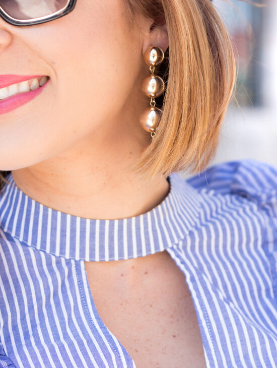 Blame it on Mei, @blameitonmei, Miami Fashion Blogger, Fall Travel Look Stripe Ruffle Top, Newsboy Hat