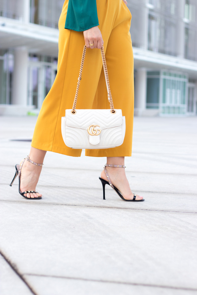 It's A Block Party: Cold-Shoulder Ruffle Top + Mustard Culottes - Blame ...