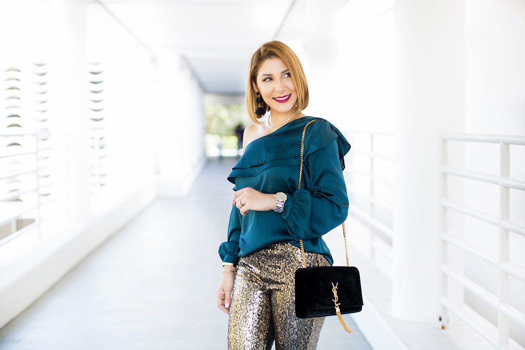 Blame it on Mei, @blameitonmei, Miami Fashion Blogger, Holiday Look, How To Wear Style Sequin Leggings Pants