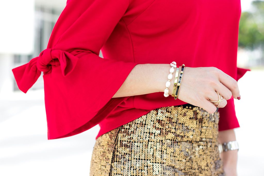 Blame it on Mei, @blameitonmei, Miami Fashion Blogger, Gold Sequin Skirt, Holiday Xmas Look