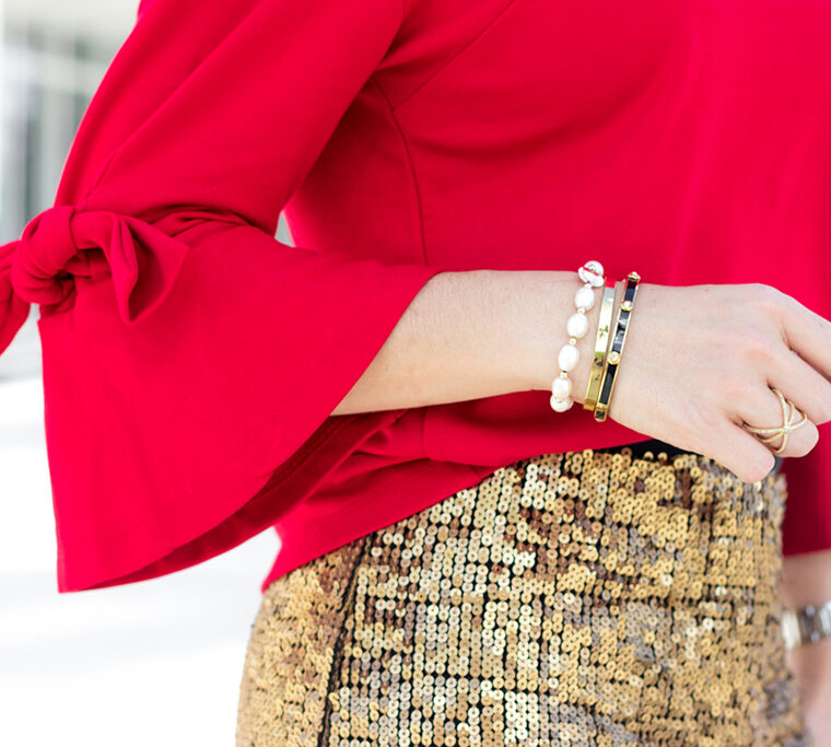 Blame it on Mei, @blameitonmei, Miami Fashion Blogger, Gold Sequin Skirt, Holiday Xmas Look