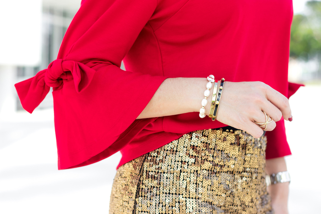Blame it on Mei, @blameitonmei, Miami Fashion Blogger, Gold Sequin Skirt, Holiday Xmas Look