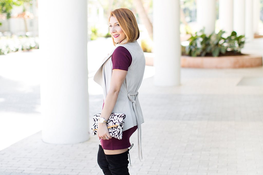 Blame it on Mei, @blameitonmei, Miami Fashion Blogger, Fall Outfit, Mock Neck Dress, Over The Knee Boots