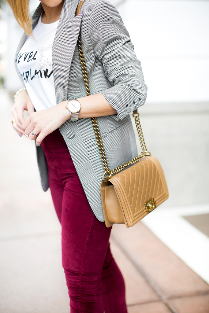Blame it on Mei, @blameitonmei, Miami Fashion Blogger, How To Wear Graphic T Shirt Checked Blazer