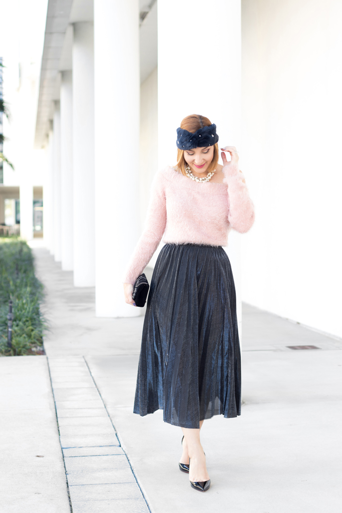 Blame it on Mei, @blameitonmei, Miami Fashion Blogger, Metallic Pleated Skirt