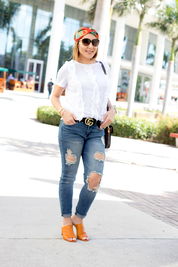 Blame it on Mei, @blameitonmei, Miami Fashion Blogger, Ruffle Top, Spring Casual Look Outfit
