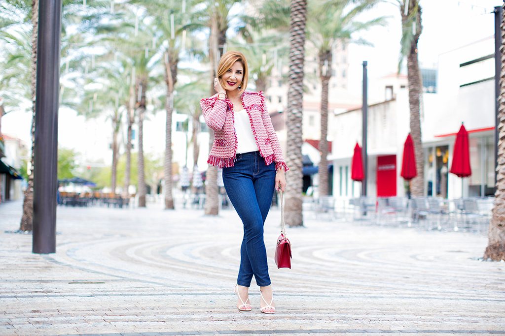 Blame it on Mei, @blameitonmei, Miami Fashion Blogger, Tweed Jacket, High Waist Jeans