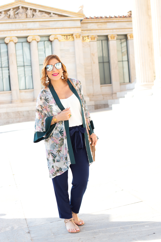 Blame it on Mei, @blameitonmei, Miami Fashion Blogger, Floral Kimono, Greece Travel Look, Summer Maternity Outfit