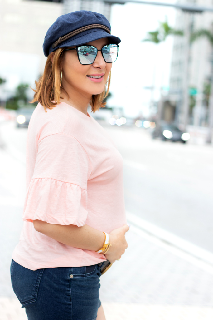 Blame it on Mei, @blameitonmei, Miami Fashion Blogger, Insecurity while Pregnant, Ruffle Sleeve T-Shirt, Maternity Look