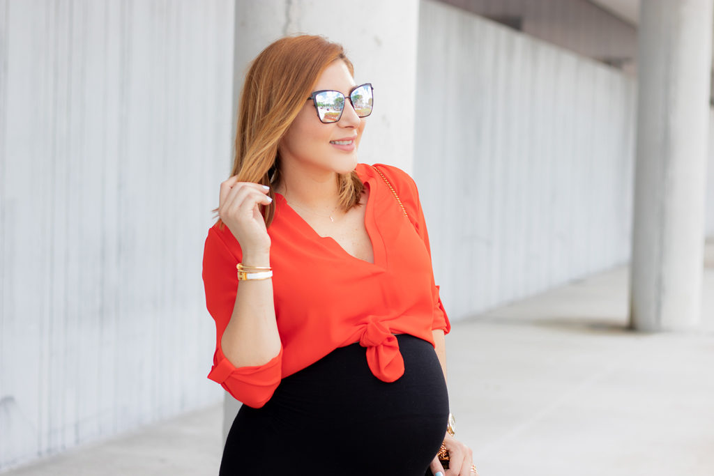 Blame it on Mei, @blameitonmei, Miami Fashion Blogger, Maternity Look Outfit, Delicate Jewelry, Maxi Skirt, Tunic, AUrate