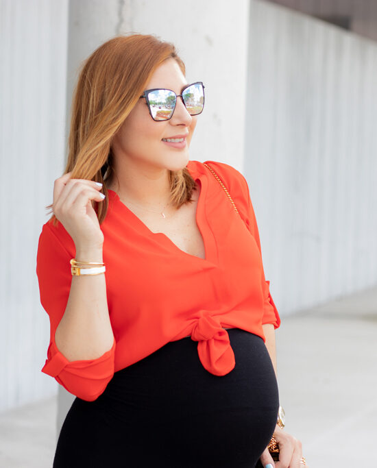 Blame it on Mei, @blameitonmei, Miami Fashion Blogger, Maternity Look Outfit, Delicate Jewelry, Maxi Skirt, Tunic, AUrate
