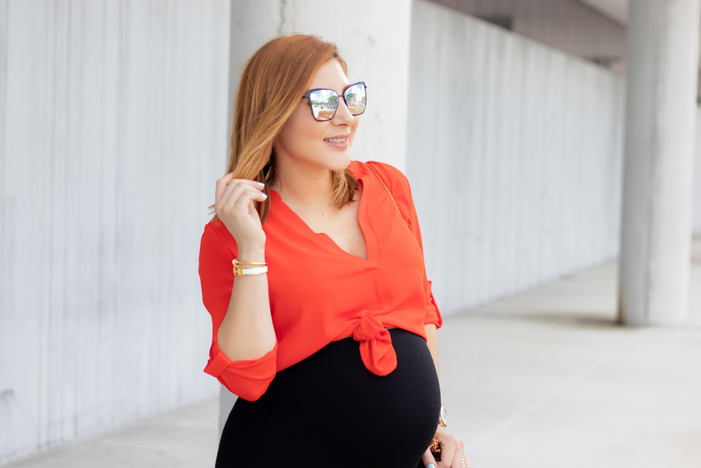 Blame it on Mei, @blameitonmei, Miami Fashion Blogger, Maternity Look Outfit, Delicate Jewelry, Maxi Skirt, Tunic, AUrate